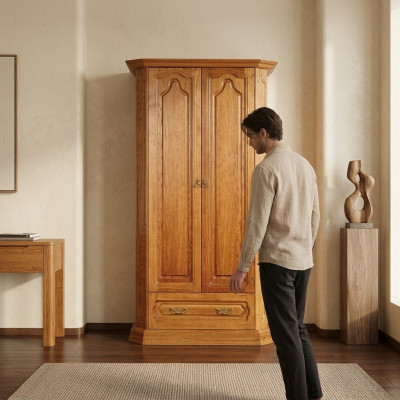 Landhaus Schrank Kleiderschrank Holzschrank Büro Klassische Kleiderschränke Neu