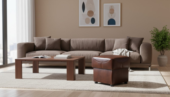 XXL Fußhocker Club Dekor Lounge Hocker Leder Textil Ottoman Designer Pufa