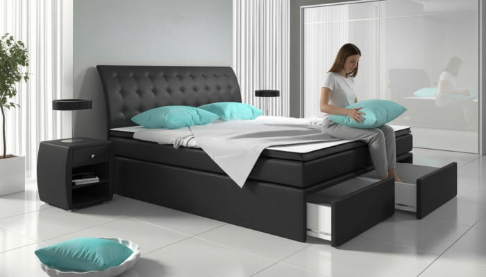 Boxspringbett Betten Bett Polster Kunstleder Designer Hotel Doppel Luxus Design