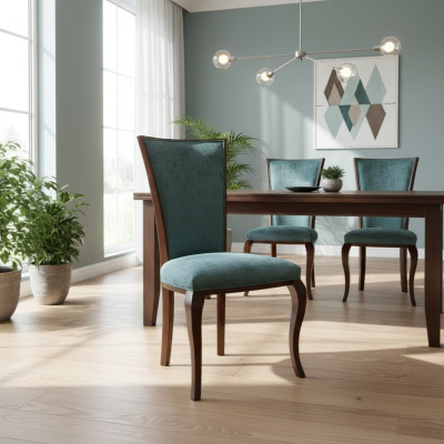 Esszimmer Gruppe 4 x Lehnstuhl Sessel Garnitur Esszimmerstuhl Holz Polster neu