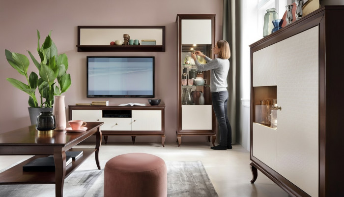 Wohnzimmer Set Vitrine Kommode Spiegel Wohnwände Kommoden