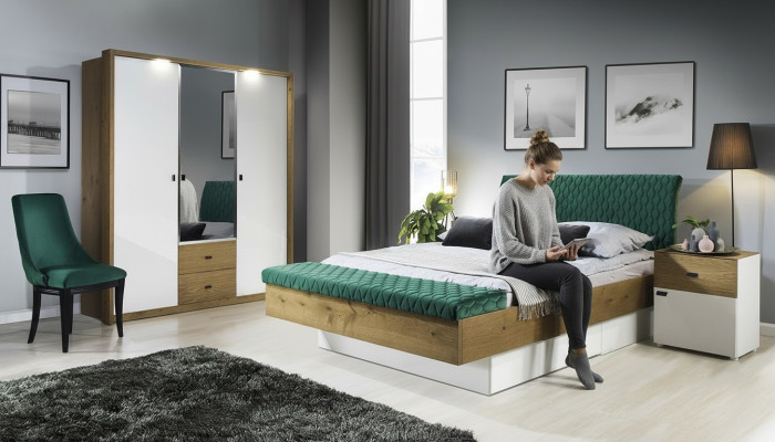 Set Designer Polsterbett Bett Betten Stoff Ehebett Designerbett Nachttisch 2tlg.