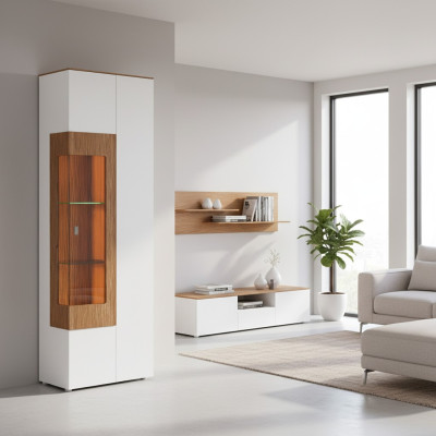 Vitrine Glas Schrank Wohnzimmer Schaufenster 1 trg. Vitrinen Hochschrank Modern