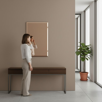 Klassischer Wandspiegel Holzrahmen Spiegel Möbel Neu 90x60cm Glas Rahmen Wand