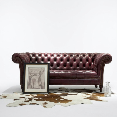 Chesterfield Couch Dreisitzer Sitz Polster Sofa Braun Edles Sofa