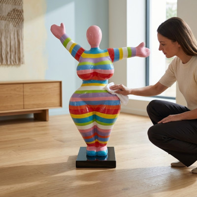 Moderne Wohnzimmer Dekoration Statue Figuren Skulpturen Abstrakt 85cm Bunte Deko