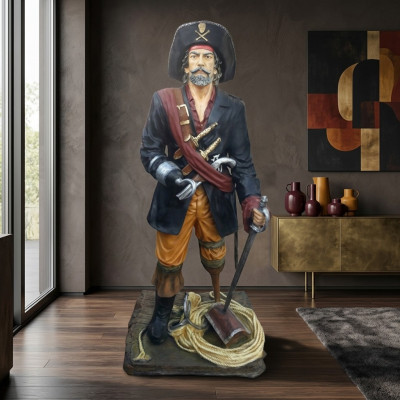 Pirat Figur Statue Kaperer Freibeuter Korsar Bukanier Skulptur Dekoration 200 cm