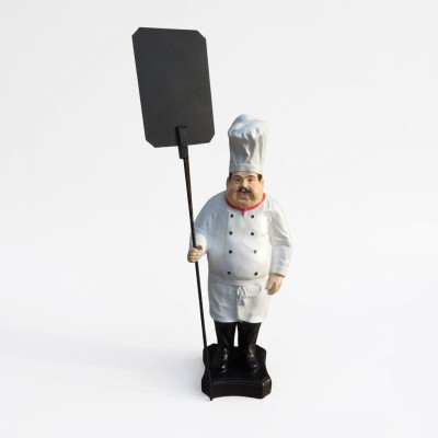 Werbefigur Koch Figur Statue Skulptur Menue Tafel Werbeaufsteller Speisekarte
