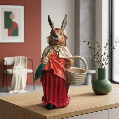 Wolf Rotkäppchen Figur Osterhasen Kleid Wolf Transe Garten Figur Statue 71cm Neu