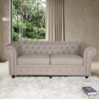 jvmoebel ® - Textil Sofa Couch - Beige Polster Dreisitzer Couch Garnitur Dreier
