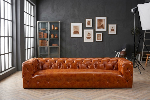 Chesterfield Sofa Couch Polster Stoff Leder Couchen Polster Garnitur 4 Sitzers