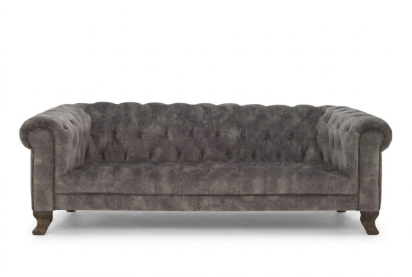 Klassische Leder Couch - Graue Chesterfield Stoff Sofa 3 Sitzer  Neu jvmoebel ®