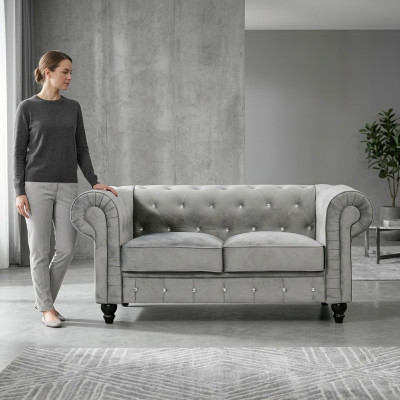 Chesterfield Sofa Couch Polster Stoff Leder Couchen Polster Garnitur 2 Sitzer