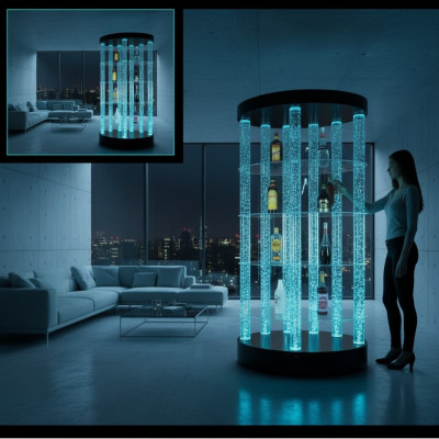 Designer Bar Empfangs Tresen Wasserwand Wassersäule Theke Regale