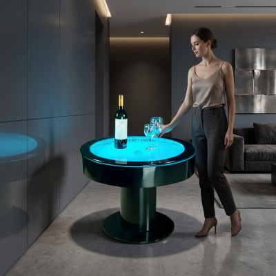Runder Tisch Bar Rund Tische LED Wasser Spiel Beleuchtet LED Möbel