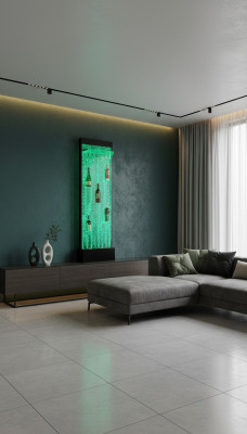 Wasser Wand Säule Water Wall Regal Bar Regal Schrank Möbel LED