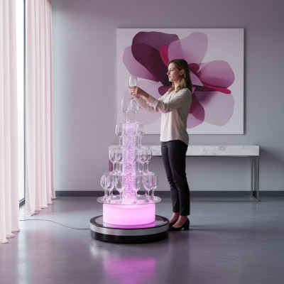 Champagne Tower Sekt Turm Wasser Säule Beleuchtet Regal Säulen