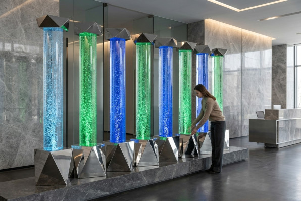 Wasser Säule xxl 50x300cm big Wasserwand Säulen Wand Trennwand Led