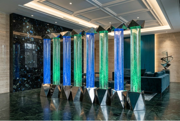 Wasser Säule xxl 50x300cm big Wasserwand Säulen Wand Trennwand Led