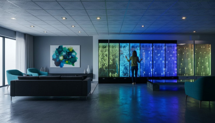 Wandpaneel Wasserblasen LED Wasserwand Dekorative Designer Wasser Wand