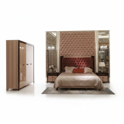 Bett 2x Nachttisch 3 tlg. Schlafzimmer Set Design Modern Luxus