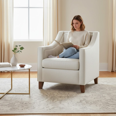 Stuhl 1x Esszimmer Polsterstuhl Fernseh Lounge Textil Sitz Sessel Chesterfield