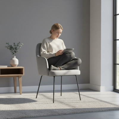 Design Stuhl Sitz Praxis Ess Zimmer Stühle Stoff Textil Polster Warte Kanzlei