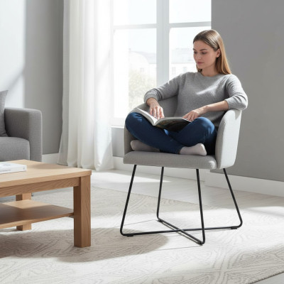 1x Esszimmerstuhl Sessel Wohnzimmerstuhl Relaxstuhl Polsterstuhl mit
