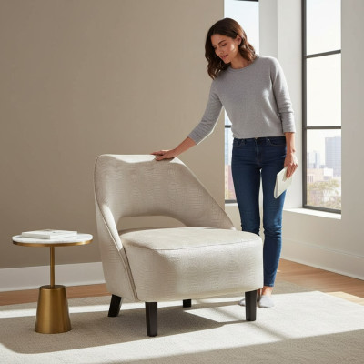 Sessel Stuhl 1x Esszimmer Fernseh Lounge Textil Sitz Chesterfield Polsterstuhl