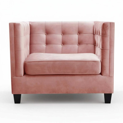 Stuhl 1x Esszimmer Fernseh Lounge Textil Sitz Sessel Chesterfield Polsterstuhl
