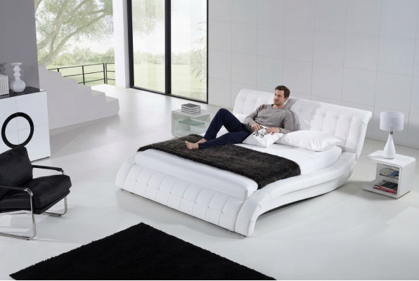 Bett Betten Polster Doppel Ehe Hotel Luxus Leder Moderne Deko Designer
