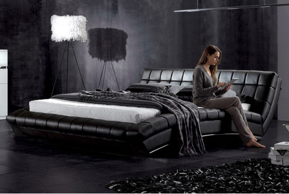 Bett Betten Polster Doppel Ehe Luxus Leder Moderne Designer Schlafzimmer