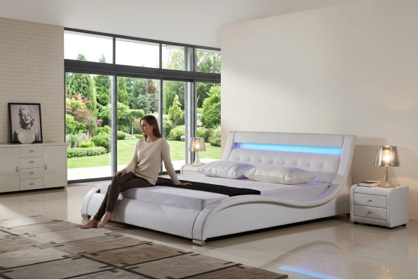 Bett Betten Polster Doppel Ehe Hotel Luxus Leder Deko Moderne Designer