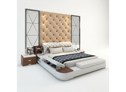 Multifunktion Bett Design Polster Doppelbett Betten Chesterfield Luxus