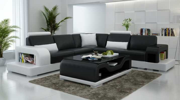 Schwarzer Couchtisch Glastisch Sofa Beistell Moderner Tisch Gepolsterte