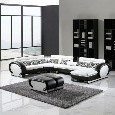 Ledersofa Ecksofa +2x Hocker Garnitur Polster U Form Couch Design
