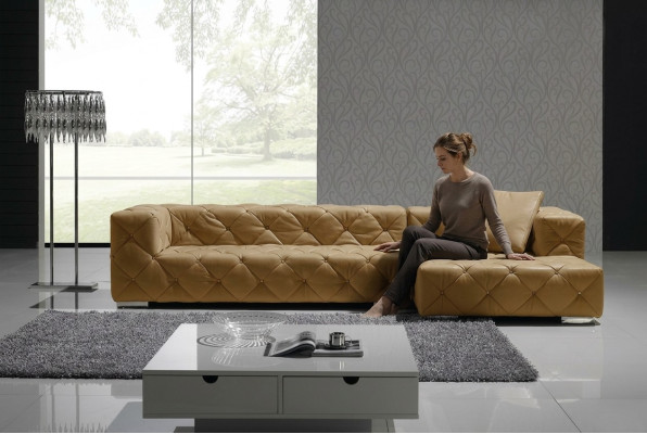 Chesterfield Leder Modern Couch Wohnlandschaft Ledersofa Ecksofa Sofa