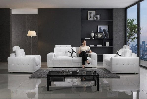 Ledersofa Couchen Sofagarnitur Sofa Sitzer Set Sofas Polster Couch 3tlg Sessel