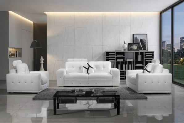 Ledersofa Couchen Sofagarnitur Sofa Sitzer Set Sofas Polster Couch 3tlg Sessel