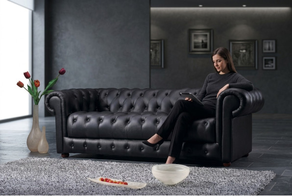 Chesterfield Couchen Sofas Leder 3+2 Sitzer Sofagarnitur Garnituren Set