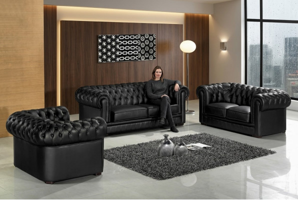 Sofagarnitur Chesterfield Möbel Sofa Sitzer Set Sofa Polster Couch Leder