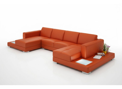 U Form Sofa Couch Polster Garnitur Wohnlandschaft Design Ecksofa Leder