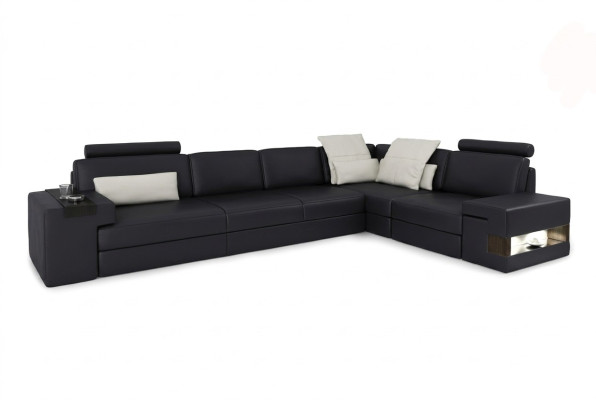 Ledersofa Sofa Modernes Polster Leder Design Ecksofa Couch Textil