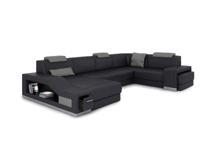 Wohnlandschaft Ecksofa U-form Eckcouch LED Beleuchtet Sofa Couch