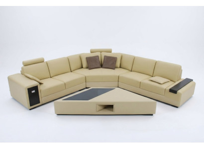 Designer Sofa Couch Ecksofa mit Hocker Garnitur Polster Wohnlandschaft