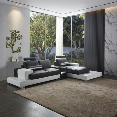 Wohnlandschaft Ecksofa Sofa Couch Polster Leder Eck Sofas Garnitur