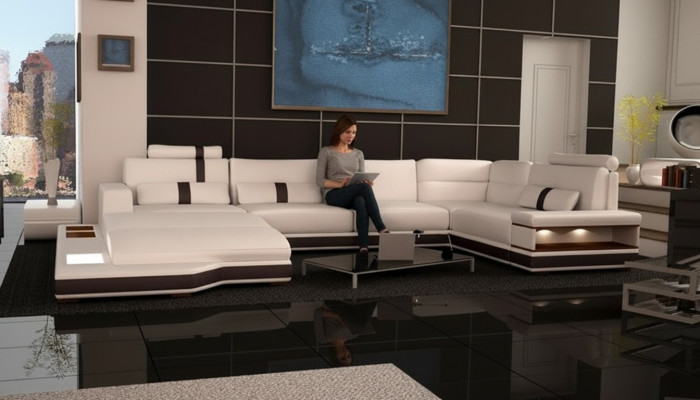 Moderne Sofa Eckgarnitur U Form Polster Ecke Couch Designer Sitz Möbel Couchen