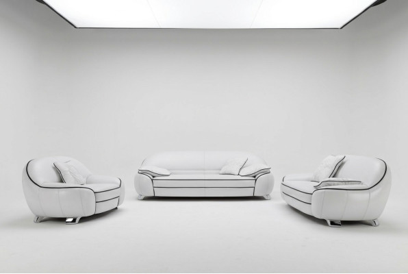Ledersofa Couch Sofagarnitur 3+2 Sitzer Garnituren Design Modern Sofa
