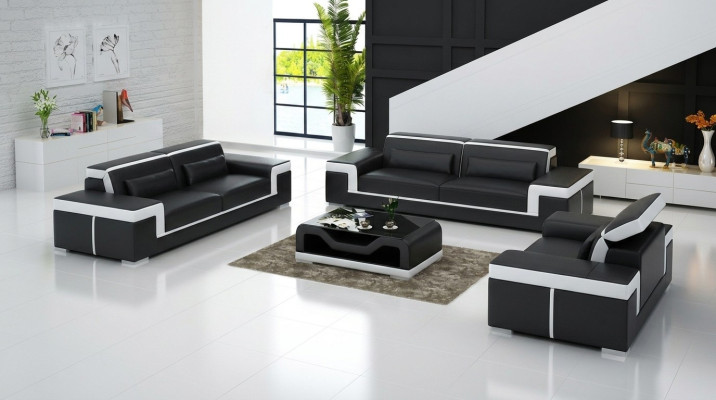 Luxuriöse Sofagarnitur Wohnzimmer 3+2 Set Garnitur Leder Polster Couchen