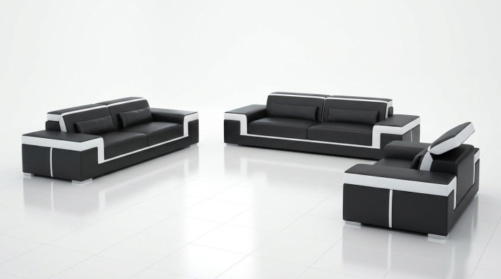 Luxuriöse Sofagarnitur Wohnzimmer 3+2 Set Garnitur Leder Polster Couchen